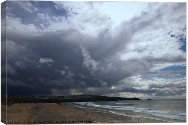 Moody Newquay sky Canvas Print by Charles Powell