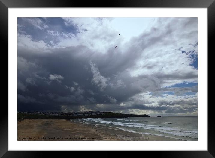 Moody Newquay sky Framed Mounted Print by Charles Powell