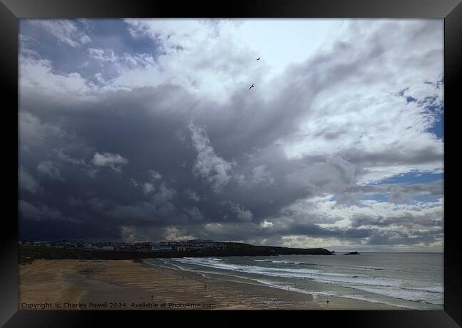 Moody Newquay sky Framed Print by Charles Powell