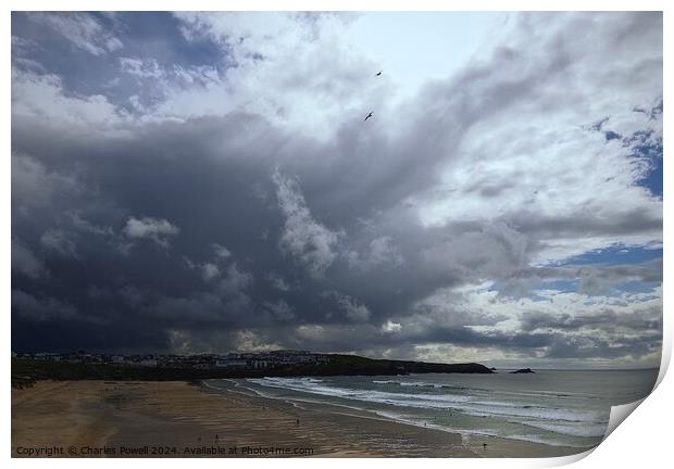 Moody Newquay sky Print by Charles Powell