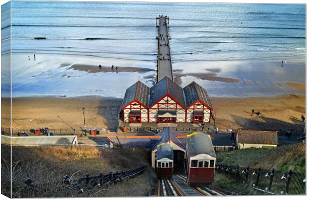 Saltburn Pier and Lift Canvas Print by Darren Galpin