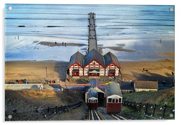 Saltburn Pier and Lift Acrylic by Darren Galpin