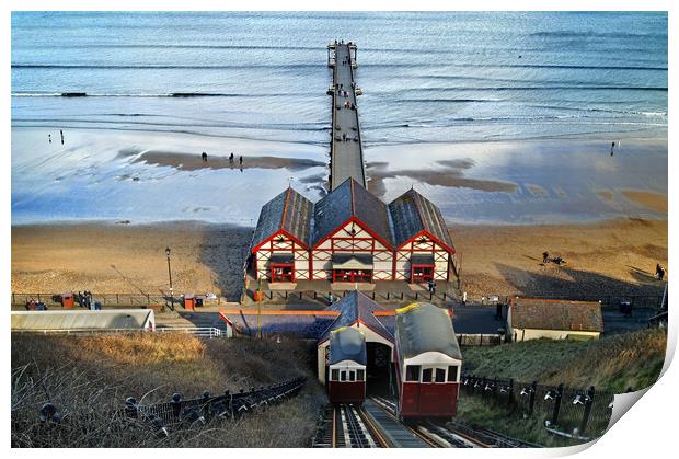 Saltburn Pier and Lift Print by Darren Galpin
