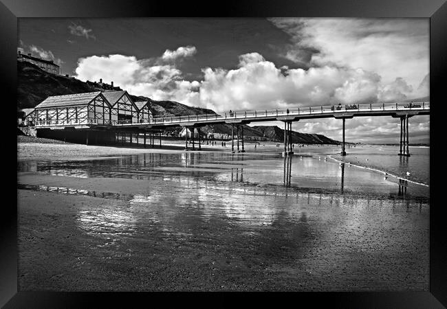 Saltburn Pier and Beach Framed Print by Darren Galpin