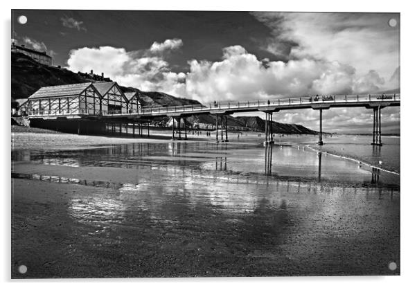 Saltburn Pier and Beach Acrylic by Darren Galpin