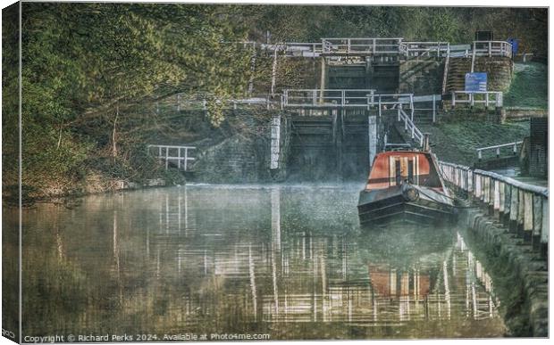 Misty Mornings on the Canal Canvas Print by Richard Perks