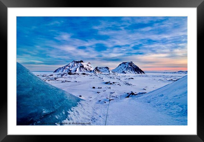 Mountain Sunset from Iceland Glacier Framed Mounted Print by Alice Rose Lenton