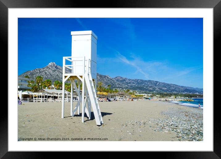 Levante Beach Puerto Banus  Framed Mounted Print by Alison Chambers