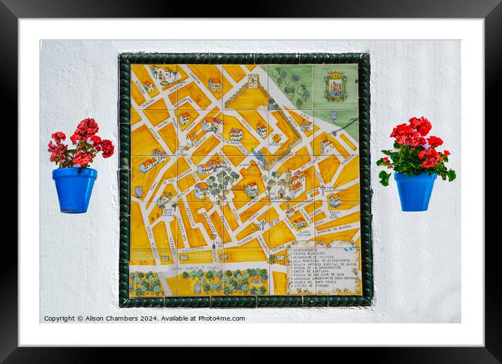Map of Marbella Old Town Framed Mounted Print by Alison Chambers