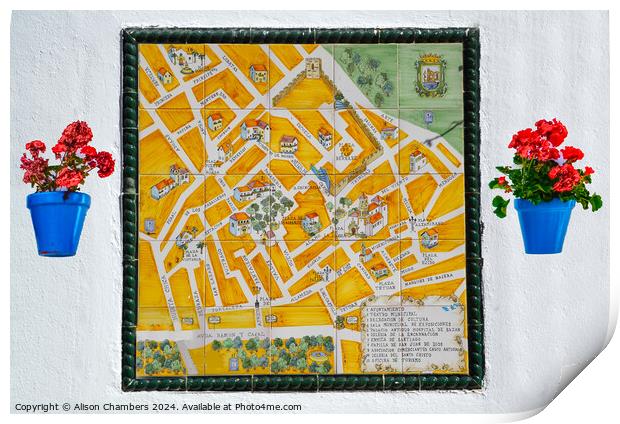 Map of Marbella Old Town Print by Alison Chambers