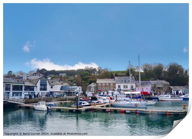 Padstow Harbour Print by Beryl Curran