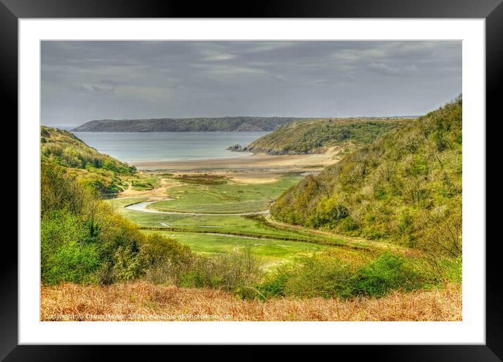 Three Cliffs Bay Gower Framed Mounted Print by Diana Mower