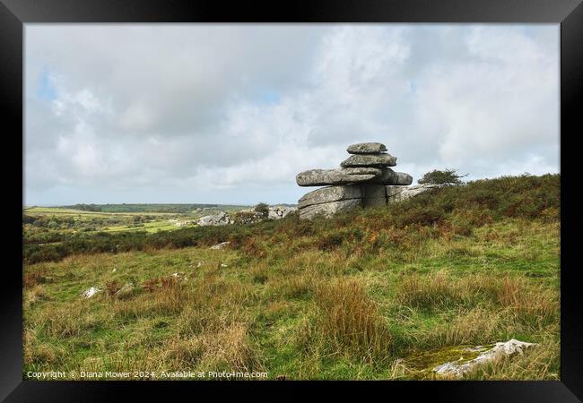 Carbilly Tor Cheesewring Bodmin Framed Print by Diana Mower