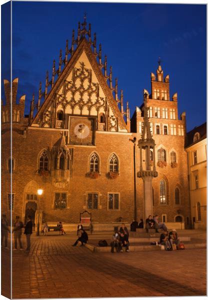Old Town Hall by Night in Wroclaw Canvas Print by Artur Bogacki