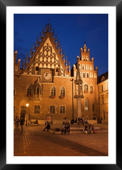 Old Town Hall by Night in Wroclaw Framed Mounted Print by Artur Bogacki