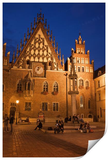 Old Town Hall by Night in Wroclaw Print by Artur Bogacki