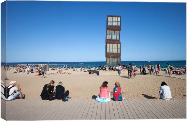 Tower at Barceloneta Beach in Barcelona Canvas Print by Artur Bogacki