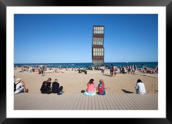 Tower at Barceloneta Beach in Barcelona Framed Mounted Print by Artur Bogacki