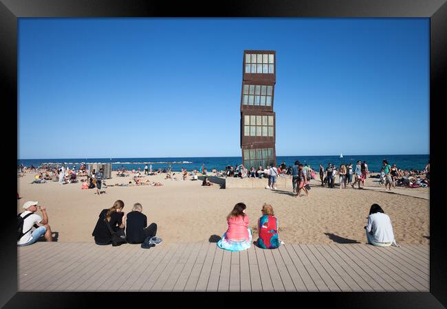 Tower at Barceloneta Beach in Barcelona Framed Print by Artur Bogacki