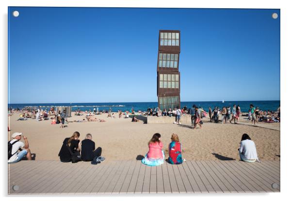 Tower at Barceloneta Beach in Barcelona Acrylic by Artur Bogacki