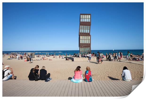 Tower at Barceloneta Beach in Barcelona Print by Artur Bogacki