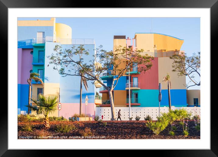 Colorful buildings photographed from the street in Framed Mounted Print by Laurent Renault
