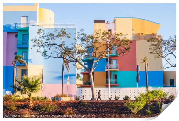 Colorful buildings photographed from the street in Print by Laurent Renault