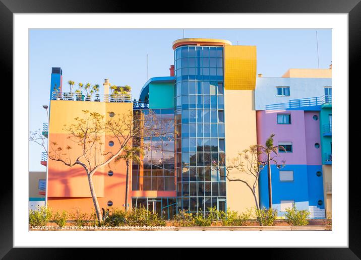 Colorful facades of modern buildings in Marina  port of Albufeir Framed Mounted Print by Laurent Renault