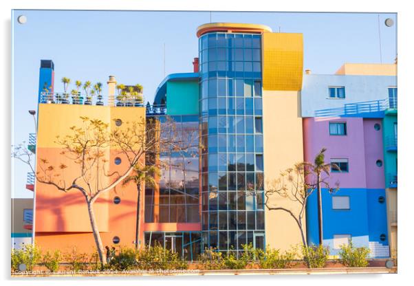 Colorful facades of modern buildings in Marina  port of Albufeir Acrylic by Laurent Renault