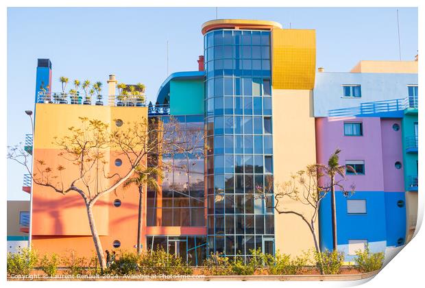 Colorful facades of modern buildings in Marina  port of Albufeir Print by Laurent Renault