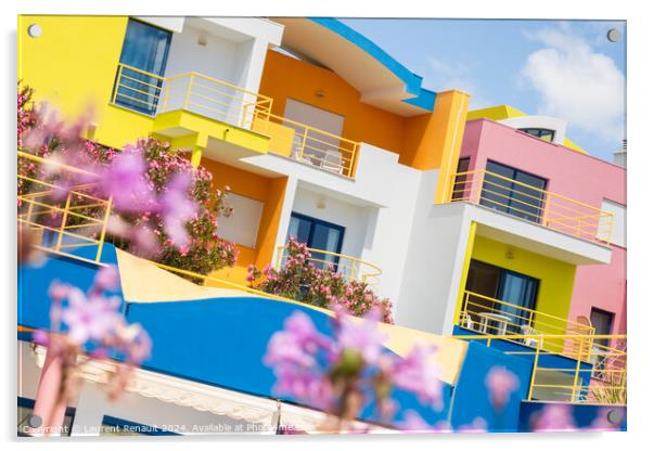 Colorful modern residential buildings in Marina  port of Albufei Acrylic by Laurent Renault