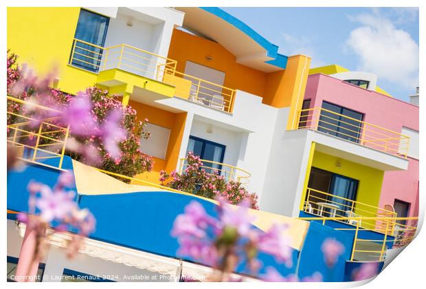 Colorful modern residential buildings in Marina  port of Albufei Print by Laurent Renault