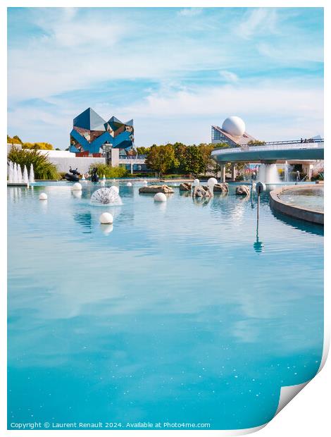 Futuroscope attraction fun park, vertical view. Photography take Print by Laurent Renault