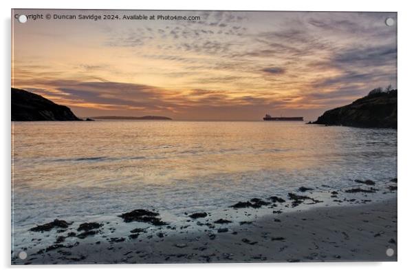 Maenporth 'a Cornish sunrise' Acrylic by Duncan Savidge