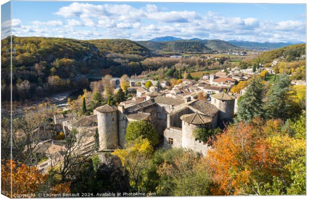 View over the roofs of the village of Vogüé. Photography taken Canvas Print by Laurent Renault