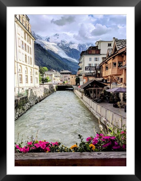 Alpine peaks, river and flowers Framed Mounted Print by Robert Galvin-Oliphant