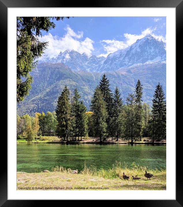 Alpine peaks and lake Framed Mounted Print by Robert Galvin-Oliphant