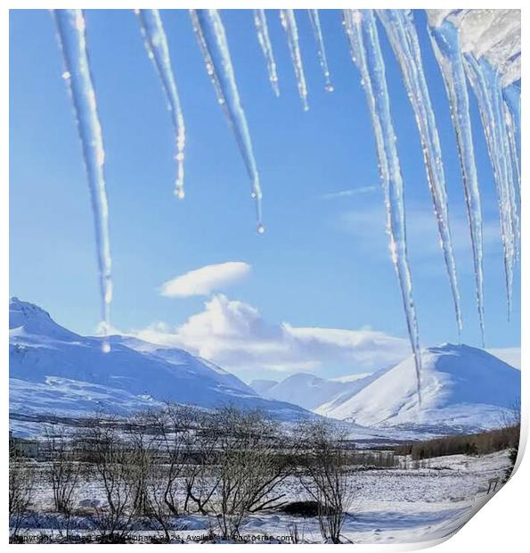 Icicles and snowy landscape  Print by Robert Galvin-Oliphant