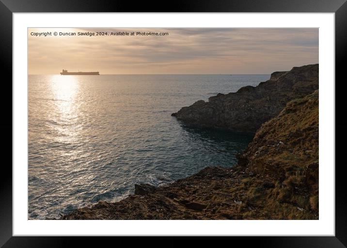 Sunrise over the Cliffs at Maenporth, Cornwall Framed Mounted Print by Duncan Savidge