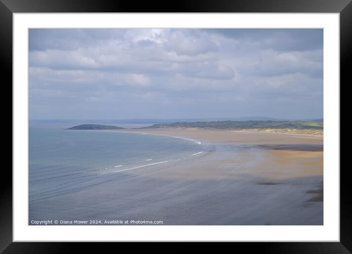 Rhossili Beach Gower Wales Framed Mounted Print by Diana Mower