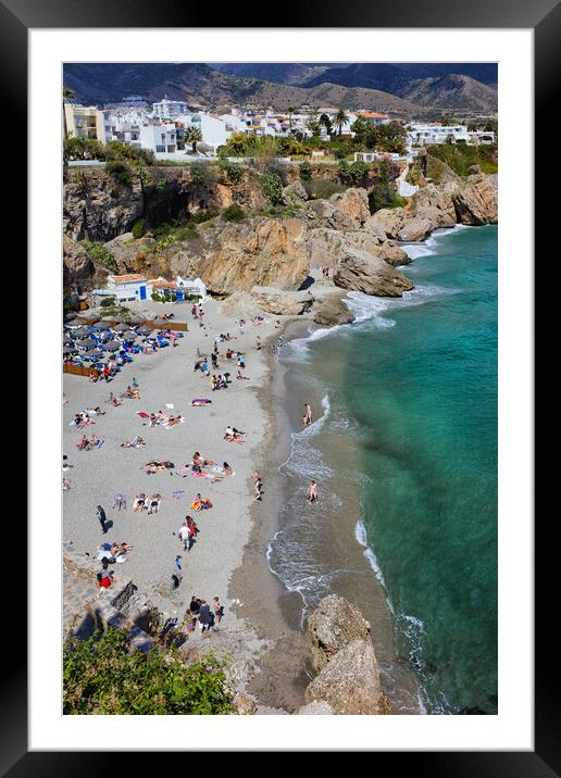 Calahonda Beach in Nerja Town in Spain Framed Mounted Print by Artur Bogacki