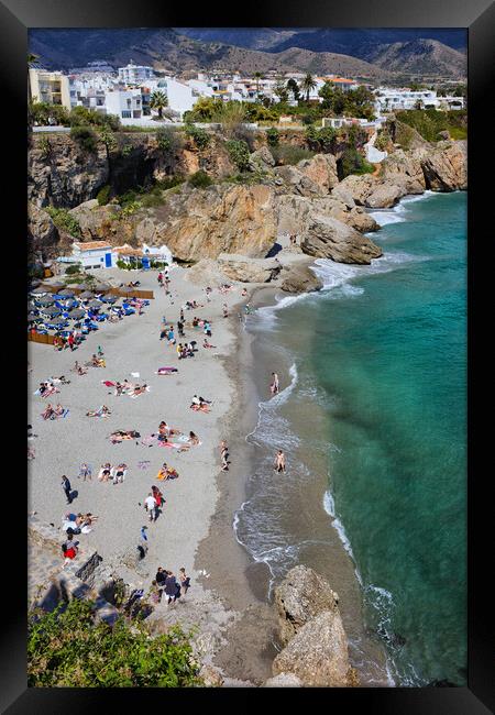 Calahonda Beach in Nerja Town in Spain Framed Print by Artur Bogacki