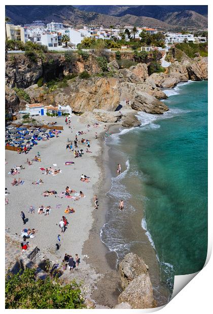Calahonda Beach in Nerja Town in Spain Print by Artur Bogacki