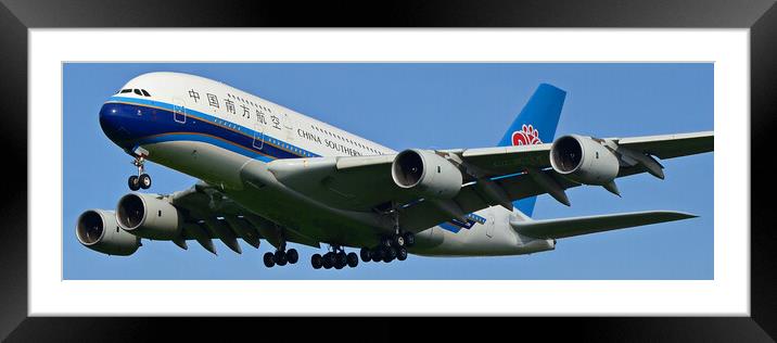 A380 landing at Prestwick, Scotland Framed Mounted Print by Allan Durward Photography