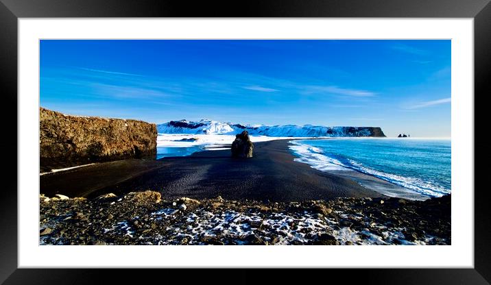 Iceland Reynisfjara Black Sand Beach Panorama Framed Mounted Print by Alice Rose