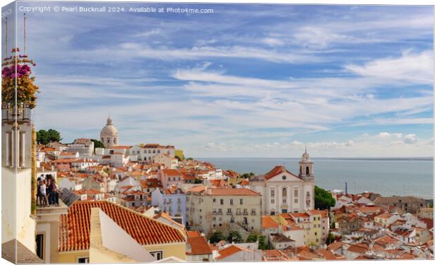 Cityscape in Alfama District of Lisbon Portugal Canvas Print by Pearl Bucknall