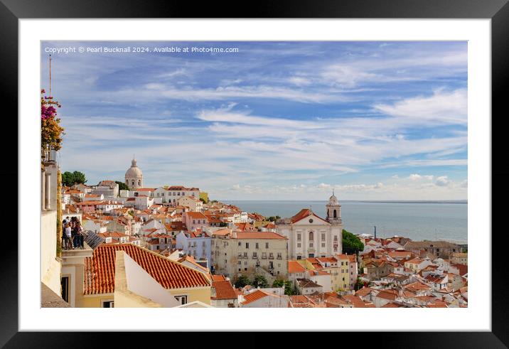 Cityscape in Alfama District of Lisbon Portugal Framed Mounted Print by Pearl Bucknall