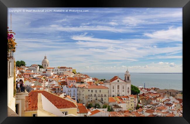 Cityscape in Alfama District of Lisbon Portugal Framed Print by Pearl Bucknall