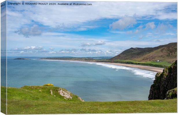 Rhossili bay and Llangennith beach on Gower , South Wales Canvas Print by RICHARD MOULT