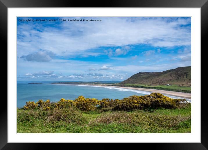 Rhossili bay and Llangennith beach on Gower Framed Mounted Print by RICHARD MOULT